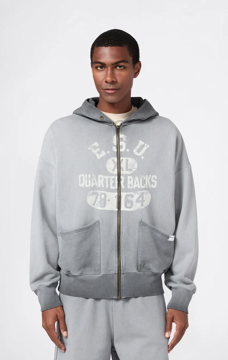 Men’s Washed Full Zip Hoodie Loose Fit Time Capsule