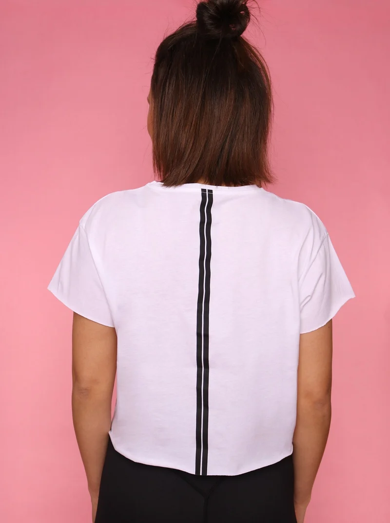 White Cropped Logo Tee