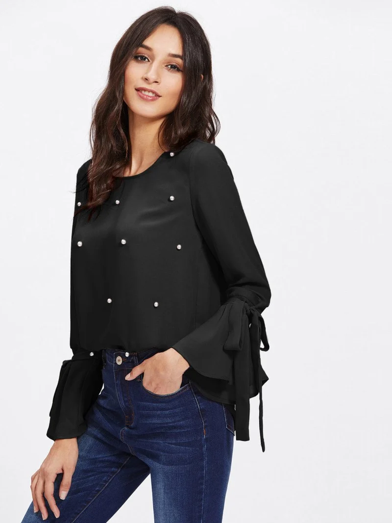 Pearl Embellished Cuff Blouse