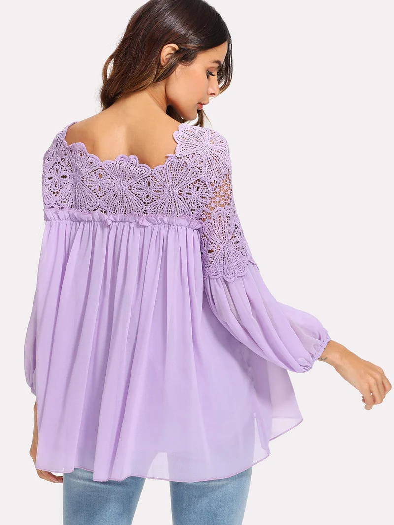Lace Yoke Smock Top