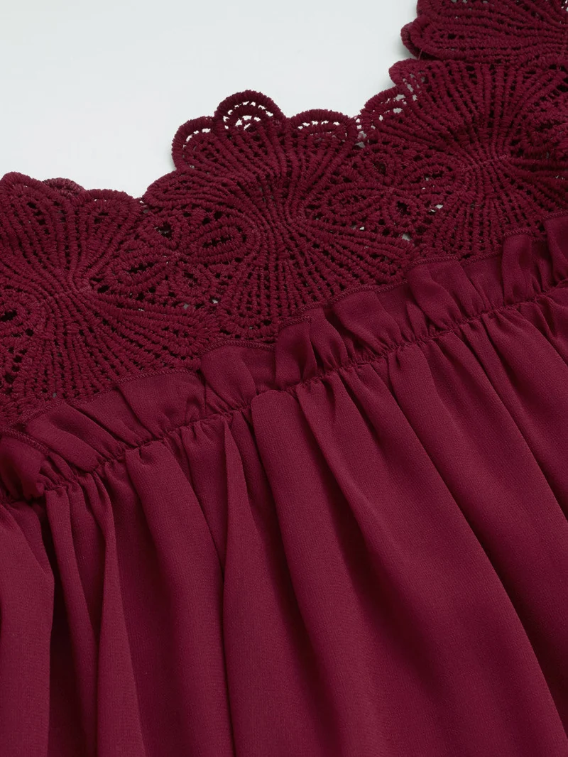 Lace Yoke Smock Top