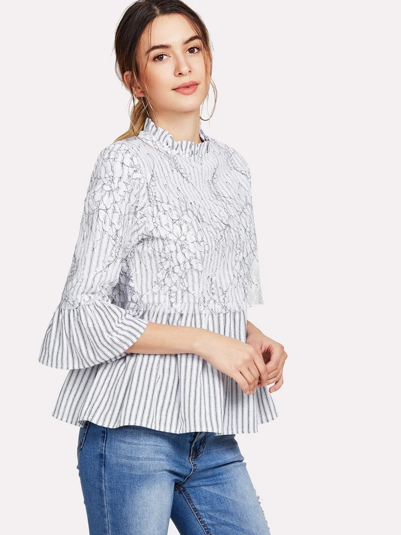 Appliqué Striped Smock Top
