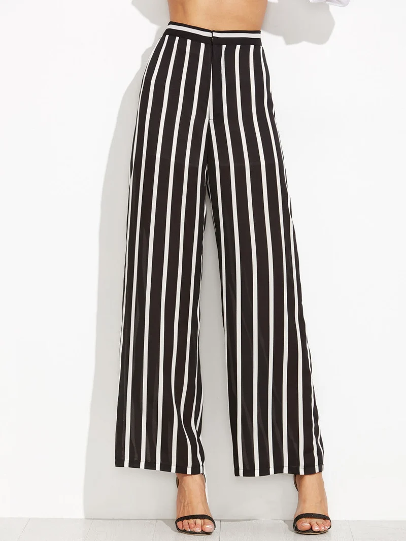 Vertical Striped Wide Leg Pants