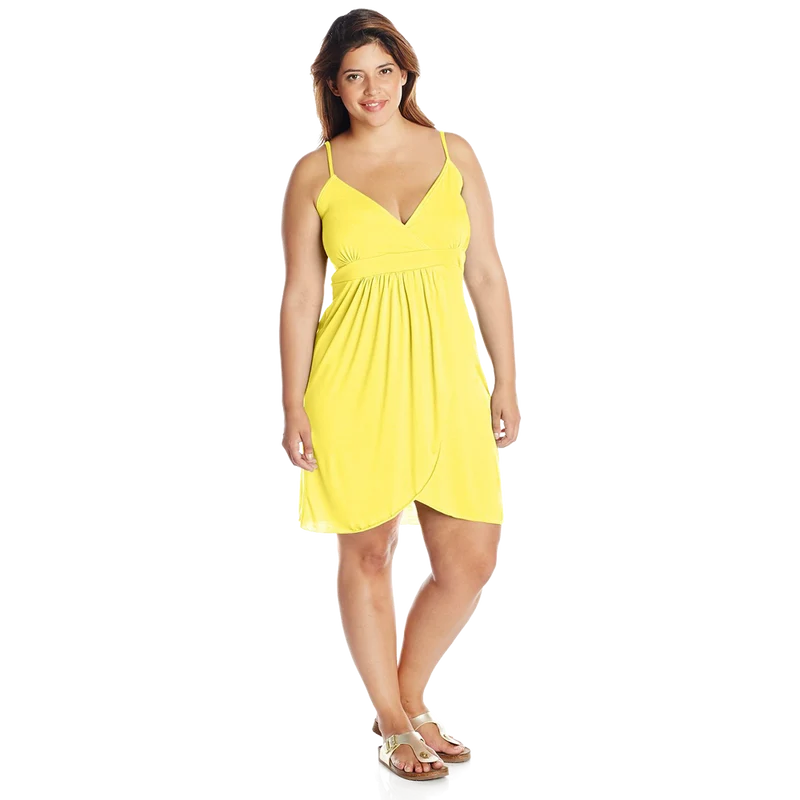 Star Vixen Women's Plus Size Empire Band Surplice Skirt Knit Sundress