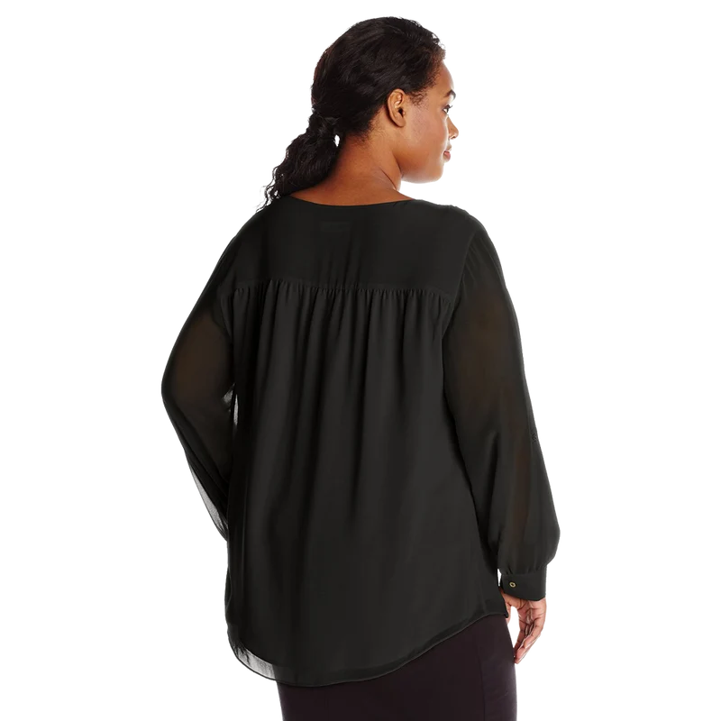 Calvin Klein Women's Plus Size Modern Essential Ruffle Front Blouse