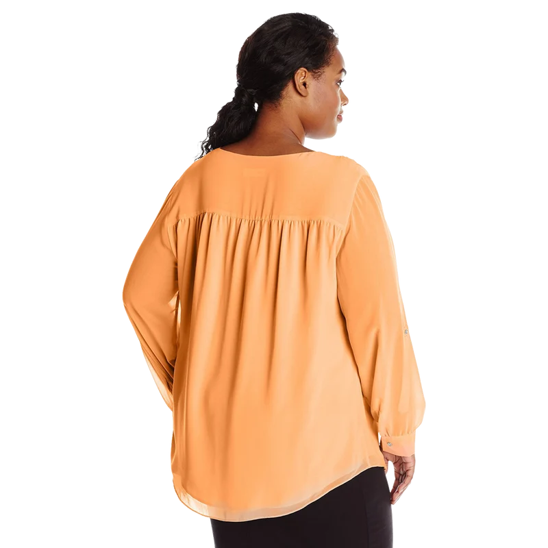 Calvin Klein Women's Plus Size Modern Essential Ruffle Front Blouse