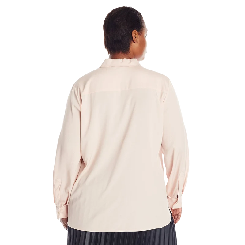Calvin Klein Women's Lace Up Top with Collar