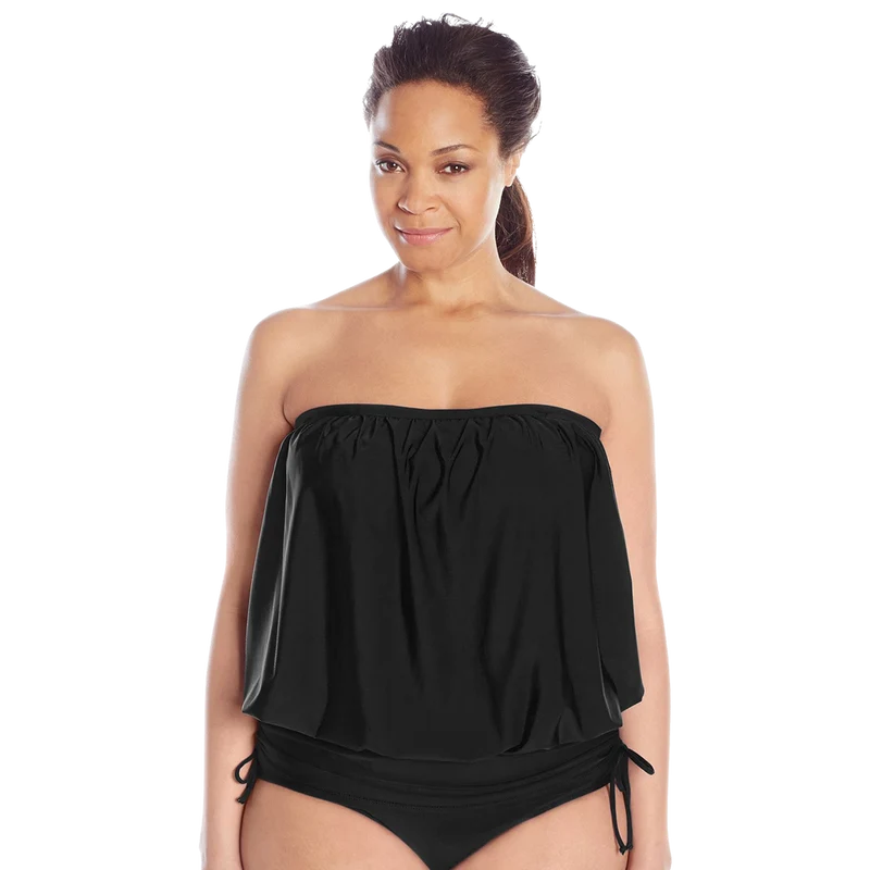 ATHENA Women's Plus Size Finesse Solid Banded Bandini