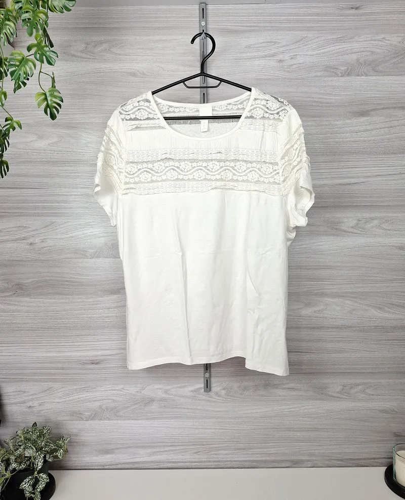 H&M Spitzenshirt Spitzenpasse 42