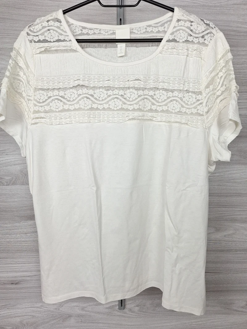 H&M Spitzenshirt Spitzenpasse 42