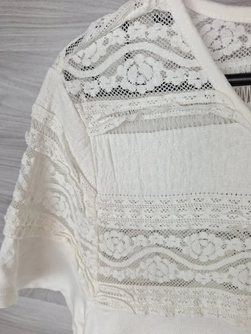 H&M Spitzenshirt Spitzenpasse 42