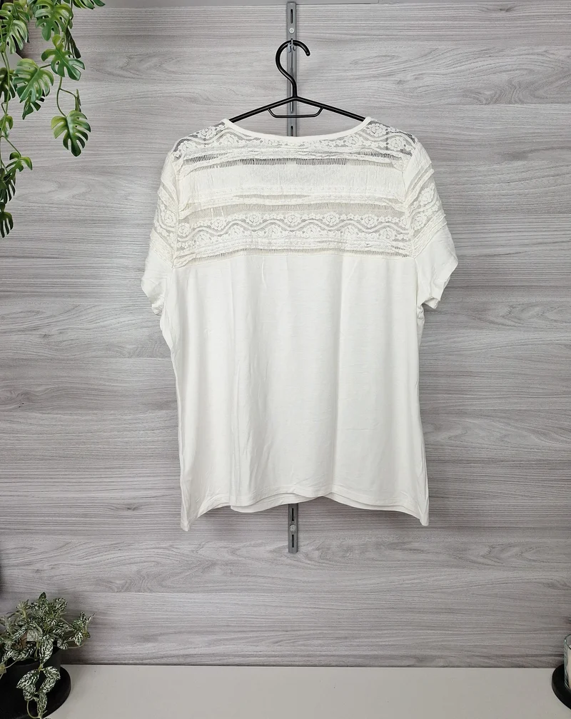 H&M Spitzenshirt Spitzenpasse 42